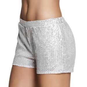 Carnaval verkleed dames hotpants - zilver - met pailletten - polyester