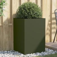 VidaXL Plantenbak 52x48x75 cm staal olijfgroen