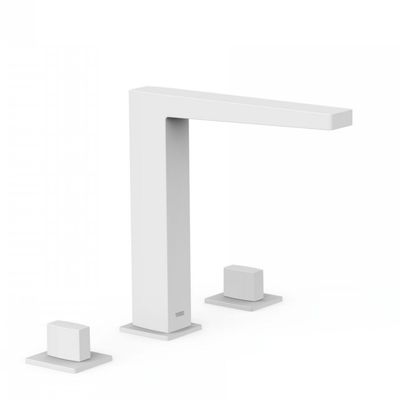 Wastafelmengkraan Tres Slim Exclusive 3-Gats met 2 Knoppen Mat Wit Tres