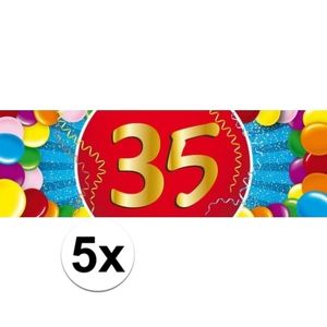 5x 35 Jaar leeftijd stickers verjaardag versiering   -