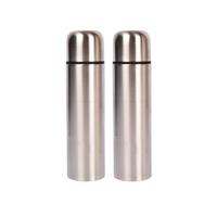 Zilveren Thermosfles Duo - Geïsoleerde Drinkflessen - Inhoud 500 ml - 24.5x6.5cm - thumbnail