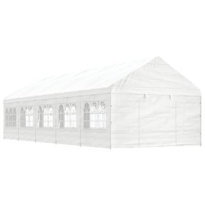 Prieel met dak 11,15x4,08x3,22 m polyetheen wit