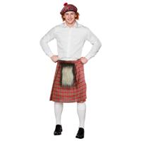 Schotse verkleed kilt met baret - rood - heren - Schotland rok - verkleedkleding - Carnavalskleding