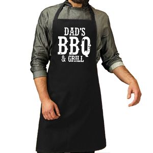 Dads bbq en grill cadeau katoenen schort zwart heren