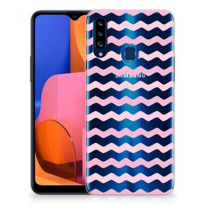 Samsung Galaxy A20s TPU bumper Waves Roze