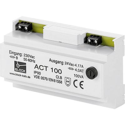 BLOCK ACT 63 Veiligheidstransformator 1 x 230 V/AC 1 x 24 V/AC 63 VA 2.625 A BLOCK ACT 63 Veiligheidstransformator 1 x 230 V/AC 1 x 24 V/AC 63 VA 2.625 A