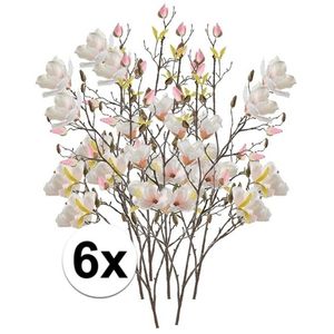 6x Creme Magnolia kunstbloemen tak 105 cm