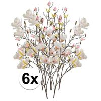 6x Creme Magnolia kunstbloemen tak 105 cm