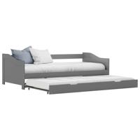 Bedbankframe uittrekbaar grenenhout grijs 90x200 cm