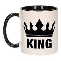 Cadeau King mok/ beker zwart wit 300 ml   -