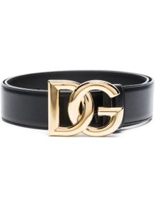 Dolce & Gabbana ceinture en cuir à logo DG - Noir