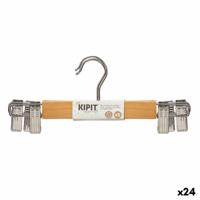 Kleerhangerset Klemmen Bruin Zilverkleurig Hout Metaal 28,5 x 2,5 x 11,5 cm (24 Stuks)