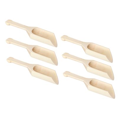 Schep lepeltjes - 6x - hout - beige - 17 x 6 cm