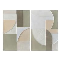 Canvas Home ESPRIT Wit Groen Abstract Stads 80 x 3,5 x 120 cm (2 Stuks)