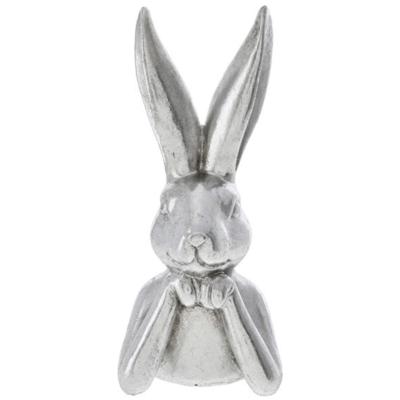Decoratie beeld paashaas - borstbeeld - zilver - polyresin - 15 cm - haas / konijn - paasdecoratie