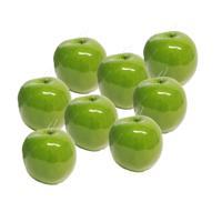 Kunstfruit decofruit - appels - 8x stuks - ongeveer 9 cm - glimmend groen