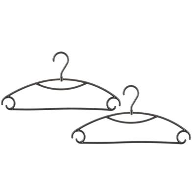 5Five Kledinghangers - 16x stuks - geribbeld kunststof - zwart - 40 x 20 cm