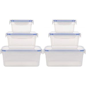 6x Voorraadbakjes/bewaarbakjes transparant 500, 900 en 1500ml