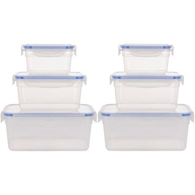 6x Voorraadbakjes/bewaarbakjes transparant 500, 900 en 1500ml
