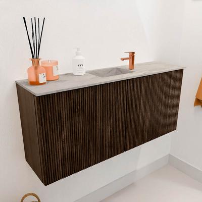 Toiletmeubel Mondiaz Joya Dlux | 90 cm | Meubelkleur Walnut | Faye wastafel Glace Wasbak Midden | 1 kraangat