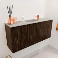 Toiletmeubel Mondiaz Joya Dlux | 90 cm | Meubelkleur Walnut | Faye wastafel Glace Wasbak Midden | 1 kraangat