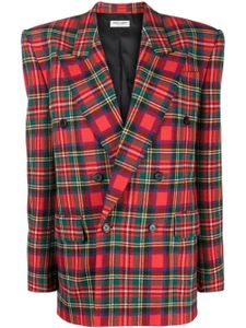 Saint Laurent blazer à motif tartan - Rouge