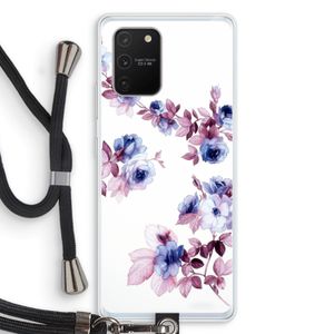 Waterverf bloemen: Samsung Galaxy S10 Lite Transparant Hoesje met koord