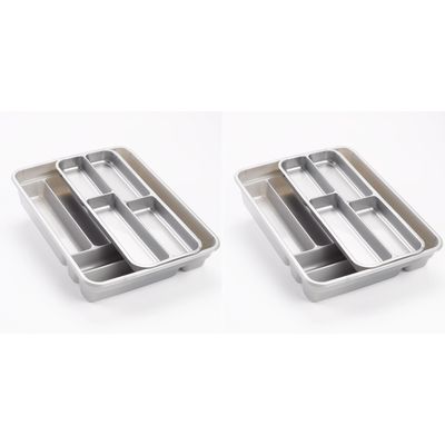 Set van 2x stuks bestekbakken/bestekhouders 2 lagen zilver 40 x 30 cm