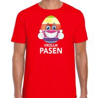 Paasei met duimen omhoog vrolijk Pasen t-shirt rood voor heren - Paas kleding / outfit - thumbnail