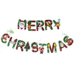 Kerst slinger Merry Christmas - groen/rood - 500 cm - papier - kerstversiering