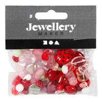 Creativ Company Glazen kralen divers lieveheerstbeestje, hart, blaadjes, 60 gram