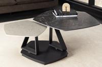 Draaibare salontafel MOVEMENT antraciet grijs keramiek vijfhoekig zwart metalen onderstel - 46420