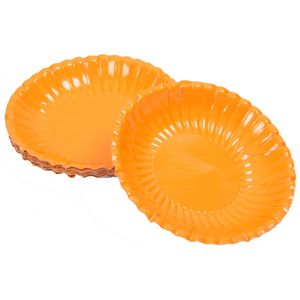 10x stuks Oranje kartonnen serveer schaaltjes 16 cm   -