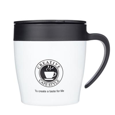 Handvat koffie mok RVS Thermos cups vacuüm kolf water fles bussiness draagbare Thermo Cup (wit)