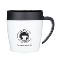 Handvat koffie mok RVS Thermos cups vacuüm kolf water fles bussiness draagbare Thermo Cup (wit)