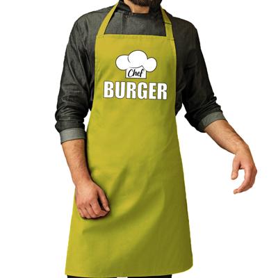 Chef burger keukenschort - groen - voor heren - kookschort - hamburgers bakken