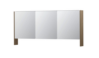 INK SPK3 spiegelkast met 3 dubbel gespiegelde deuren, open planchet, stopcontact en schakelaar 160 x 14 x 74 cm, zuiver eiken