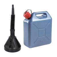 Jerrycan blauw voor olie en brandstof - van 10 liter - met een handige grote trechter van 39 cm