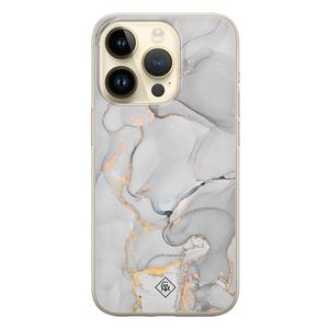 iPhone 14 Pro siliconen hoesje - Marmer grijs