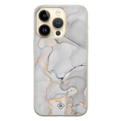 iPhone 14 Pro siliconen hoesje - Marmer grijs