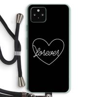 Forever heart black: Pixel 5a 5G Transparant Hoesje met koord Forever heart black: Pixel 5a 5G Transparant Hoesje met koord