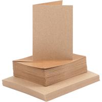 Creativ Company Kaarten en enveloppen, afmeting kaart 10,5x15 cm, afmeting envelop 11,5x16,5 cm, 120+240 gr, naturel, 50 set/ 1 doos
