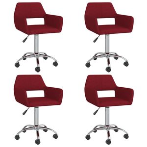 vidaXL Eetkamerstoelen draaibaar 4 st stof wijnrood