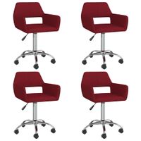vidaXL Eetkamerstoelen draaibaar 4 st stof wijnrood - thumbnail