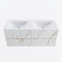 MONDIAZ VICA 120cm badmeubel onderkast Carrara 4 lades. Wastafel CLOUD dubbel 2 kraangaten, kleur Talc.