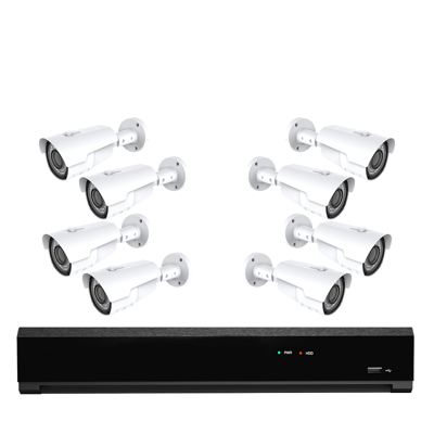 8x Professionele 4K Ultra HD IP IR Bewakingscamera Set - POE NVR Recorder - 8 Kanaals - Nachtzicht & 1TB Opslag