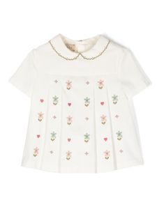 Gucci Kids blouse péplum à fleurs brodées - Blanc