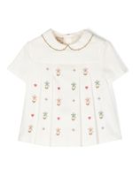 Gucci Kids blouse péplum à fleurs brodées - Blanc - thumbnail