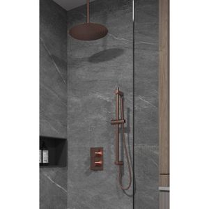 Regendouche set SaniClear Copper | Inbouw | 20 cm | Thermostaatkraan | Rond | Koper geborsteld