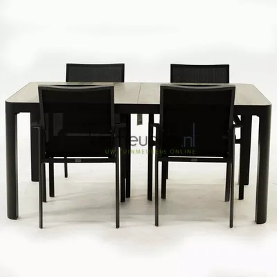 Tuinset Delia zwart met Castilla 160cm tafel